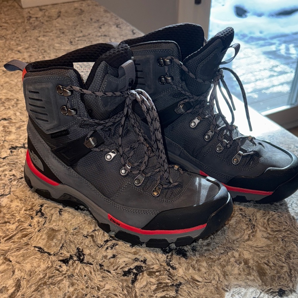 The North Face Men's Black and Red Snow Boots